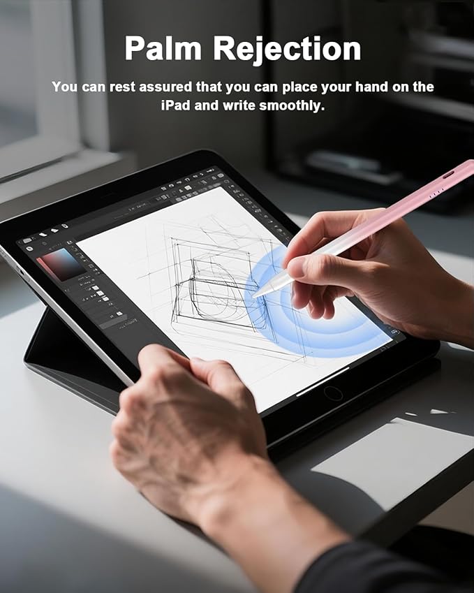 Stylus Pen for iPad 2018-2026, 2X Fast Charge Active Pencil with Palm Rejection & Tilt Sensitivity, Compatible with Apple iPad 11(A16)/10/9/8/7/6, i-Pad Pro M5/M4/12.9"/11", Air M3/M2/5/4/3, Mini 6/5