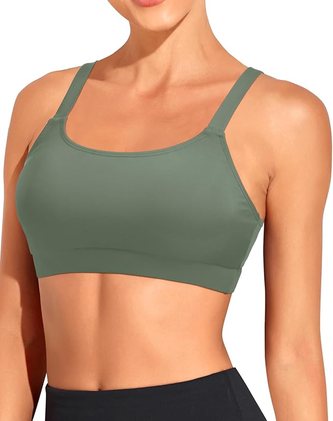 Tempt Me Women Sports Bra Bikini Tops Scoop Neck Bathing Suits Top Padded Swim Crop Tops Only