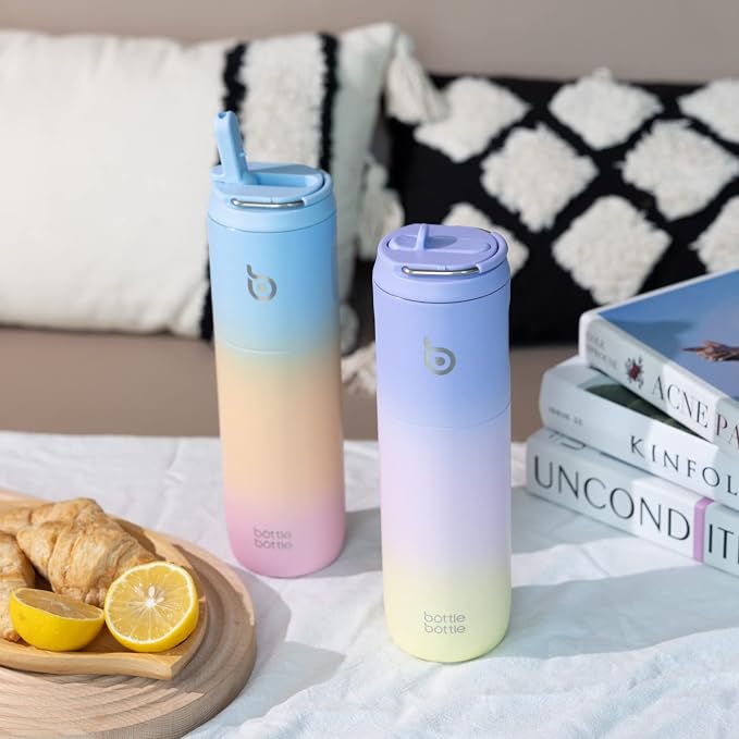 BOTTLE BOTTLE Insulated Water Bottle 24oz with Straw Lid and Handle Sports | for Travel Gym school,Stainless Steel Water Bottles,Double-Wall,Vacuum Metal,Leak Proof,BPA-Free