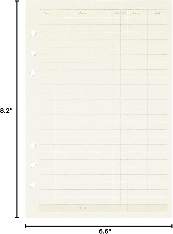 Zelten 1 Pack A5 45 Sheets/90 Pages Finance Loose Leaf Punched Paper Refills Paper for 6 Hole Binder Personal Organizer Diary Notebook Refillable Planner