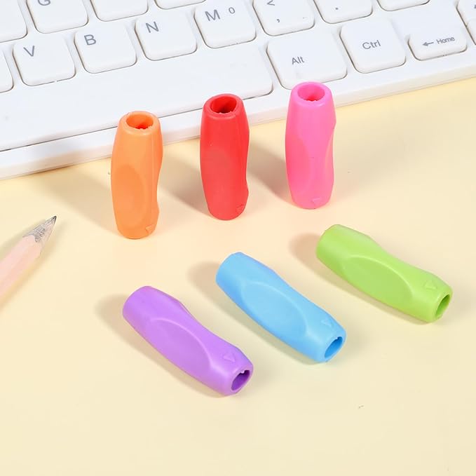12PCS Silicone Grippers for Pencil with 3 Concaves, Multicolour Comfort Grip for Pencil Pen Ergonomic Writing Aid for Adult Student Writing Drawing Stylus