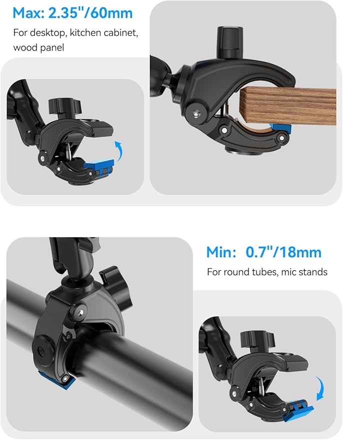 OHLPRO Magnetic Tablet Holder for Mic Stand,360° Adjustable Microphone Music Stand Phone Holder Mount,Tablet Mount Clamp for Bikes,Treadmill, Stroller, Cabinet, Fits MagSafe, All Tablets,Phones