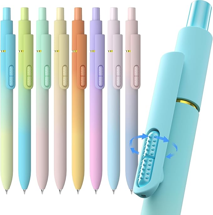 8-Pack Black Gel Pens, 0.7mm Medium Point, Quick-Drying Retractable Ink Pens for Smooth Writing, Office School Supplies for Men Women (Gradient - 8Pcs)