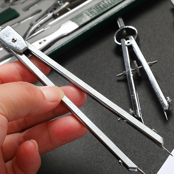 Mathematical Geometry Set 30 Piece Compass Set Math Geometry Tool Set with Lead Refill Protractor, Multifunctional for School Home and Office Tools Student Compass Set