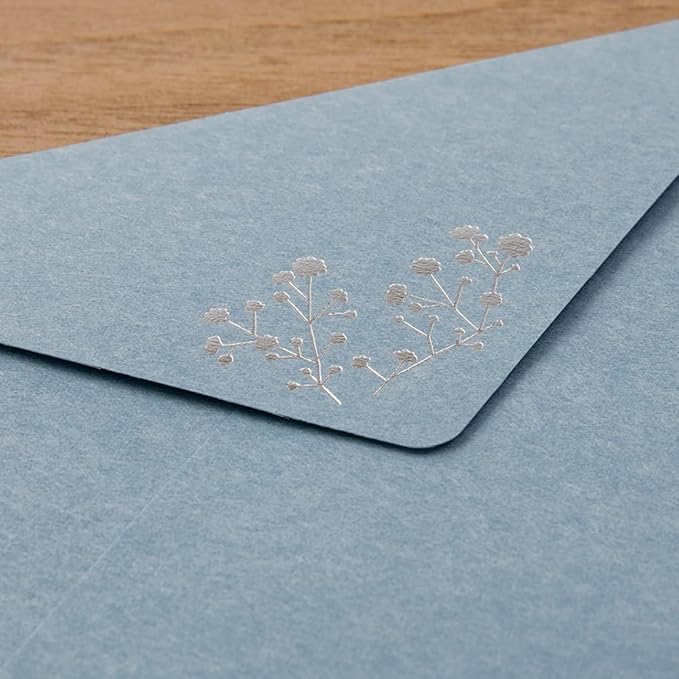Midori 86508006 Letter Set Foil Stamped Envelopes, Haze Grass Pattern