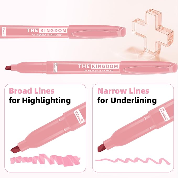 7-ackz Pastel Bible Highlighter Markers 8 Pack, No Bleed, Cute Aesthetic Highlighters Assorted Colors Dry Quickly for Bible Study Journaling, Textbook Motivational Gift for Christians, Friends