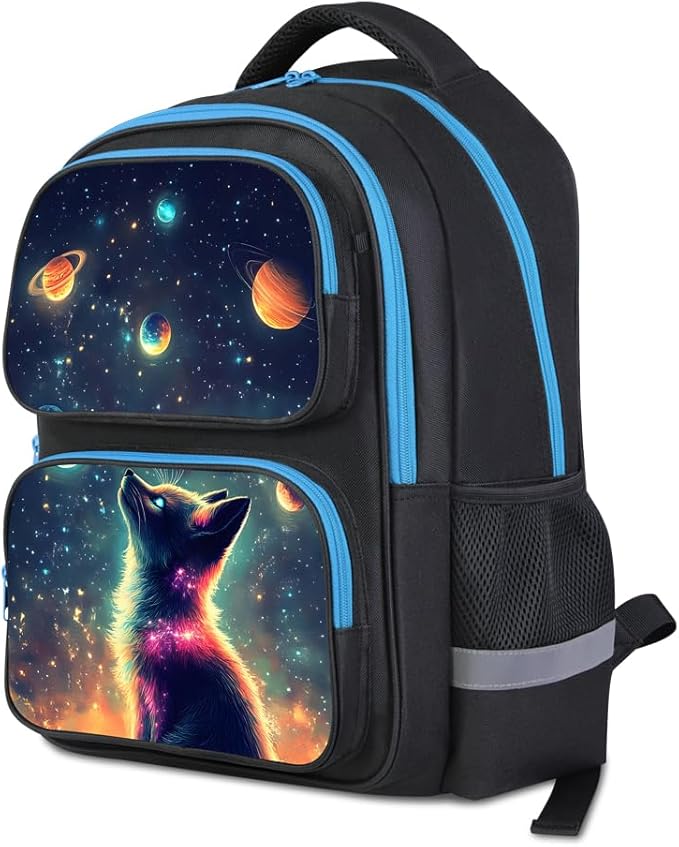 HiMagics School Backpack For Boys Girls Backpack For Kids Toddler Teens Elementary Middle School 17 inch Boys Backpacks Ages 6-18 Travel Book bag with Chest Strap Star Fox Pattern