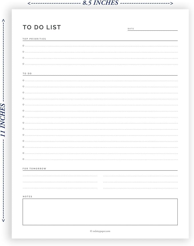 To-Do List Notepad - 8.5 x 11 Minimalist Desk Planner, 50 Tear-Off Sheets - Big Productivity Tracker with Top Priorities, Tomorrow’s Tasks & Notes - Simple Professional Stationery for Office & Home (8.5 x 11)