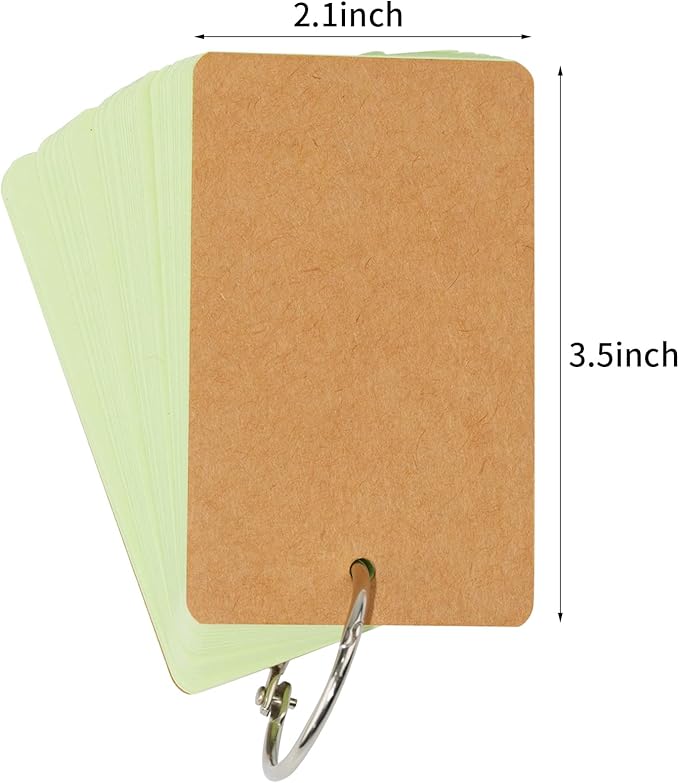 6 Pack Colored Flash Cards with 300 Sheets Study Cards, 2.1 * 3.5 Blank Notecards with Binder Ring, for DIY Greeting Cards, Kindness cards, Study Cards, and Index Cards