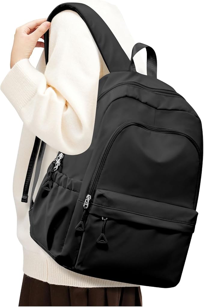 Black Backpack for School, High School Bookbag Back Pack for Teens Girls Boys, Lightweight College Backpack Bookbag for Women Men, Simple Casual Daypack Backpack Mochilas Escolares para Adolescentes