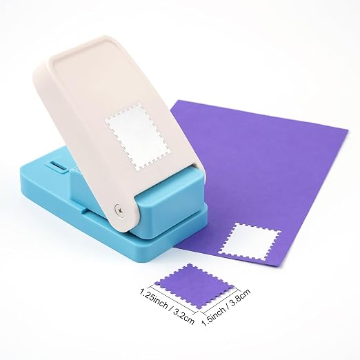 Stamp Punch, 1.5X1.25 inch Large Rectangular Postage Stamp Punch, Lever Paper Punches for Crafting, Stamps Shapes Paper Puncher, Rectangular Craft Hole Puncher for Crafting DIY Scrapbooking