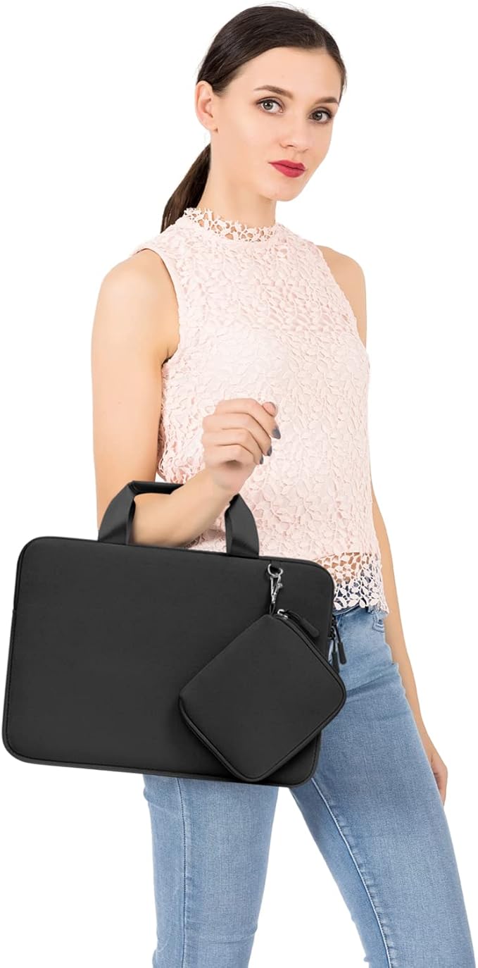 MOSISO Laptop Case 13 inch, Laptop Sleeve Bag Compatible with MacBook Neo 13 / Air M5 M4 M3 M2 M1 2026-2018 / Pro M2 M1, Neoprene Carrying Computer Bag with Handle&Detachable Small Case, Black