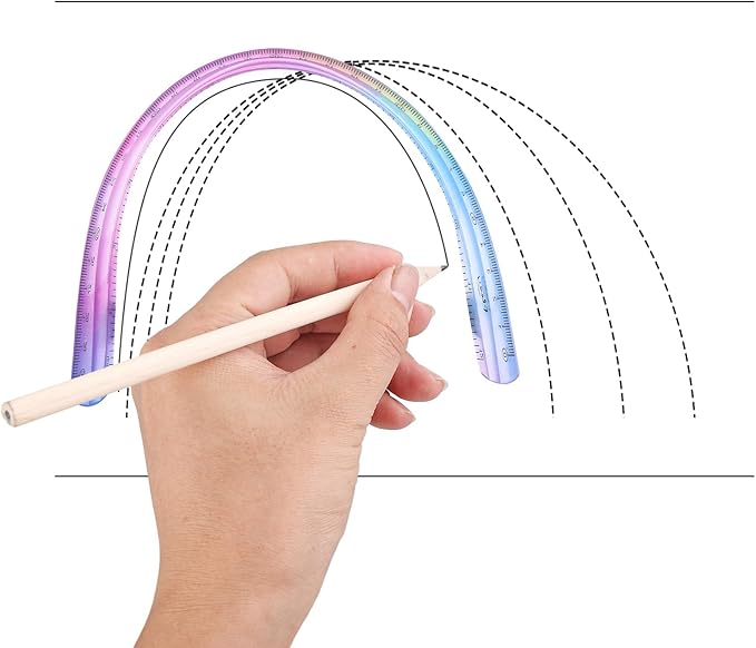 Grevosea 4 Pieces Flexible Rulers, 30cm/12inch Plastic Ruler Shatterproof Straight Edge Ruler Soft Bendable Rulers for School Classroom Office Kids & Adults