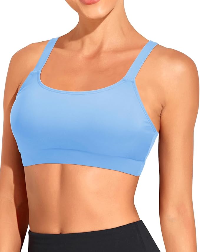 Tempt Me Women Sports Bra Bikini Tops Scoop Neck Bathing Suits Top Padded Swim Crop Tops Only