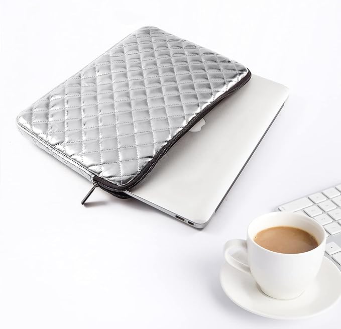 Puffy Laptop Sleeve 11 12 13 13.3 14 15 15.6 inch Case Protective Bag Quilted PU Leather Lined Padded
