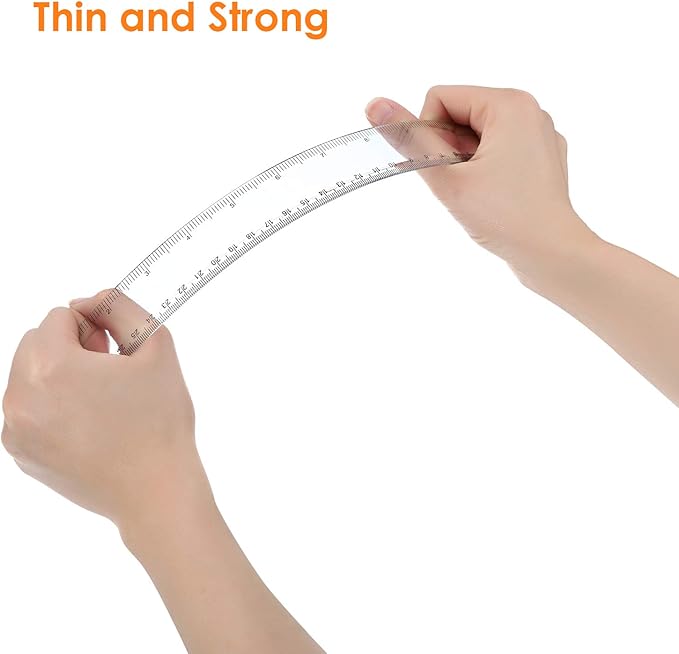 EBOOT 2 Pack Plastic Ruler Straight Ruler Plastic Measuring Tool for Office (Clear, 6 Inch, 12 Inch)
