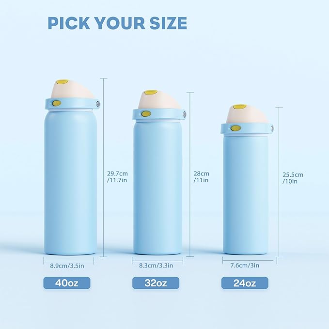 POWCAN 24 oz Metal Water Bottle: 2-in-1 Push-Button Spout & Quick-Flip Straw, Leakproof, Cold 24Hrs, Fits Car Cup Holder, Insulated Cup for Sports, School, Trip, Gift for Women, Girls (Glass Slipper)
