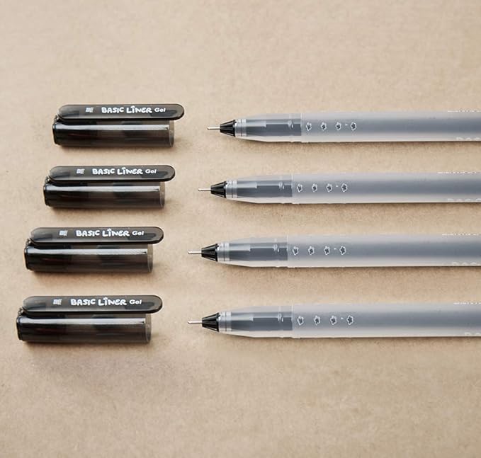 czxwyst 8761 Basic Liner Gel Ink Pens 0.5mm Fine Point (Black Color 12-Pack)