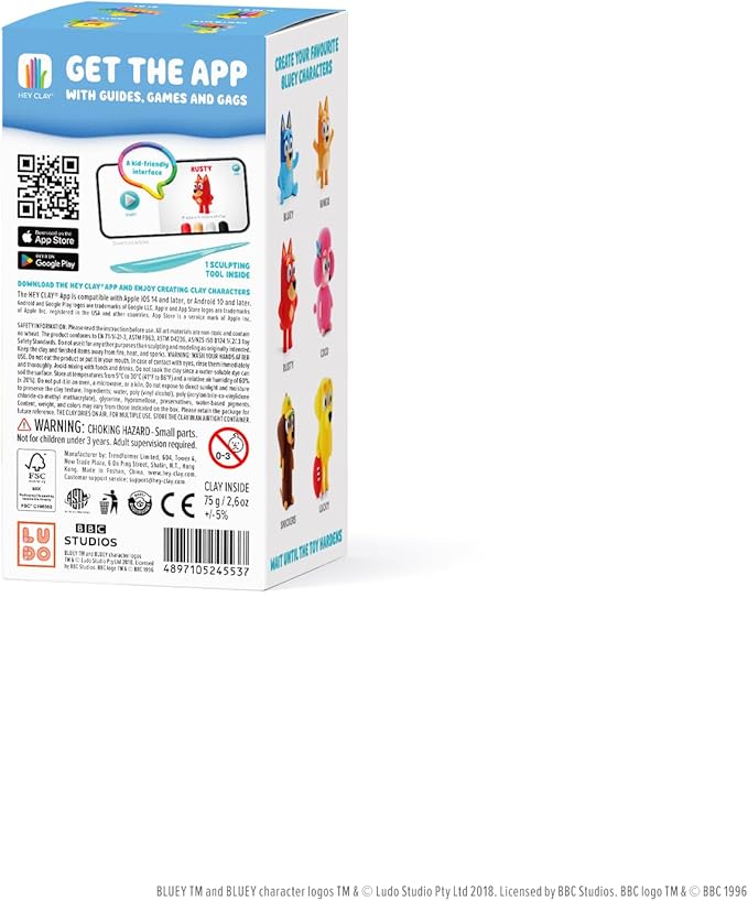 HEY CLAY Bluey & Friends - Air-Drying Clay for Kids - Arts and Crafts Creative Modeling Clay Kit Children Ages 4-8 (Rusty)