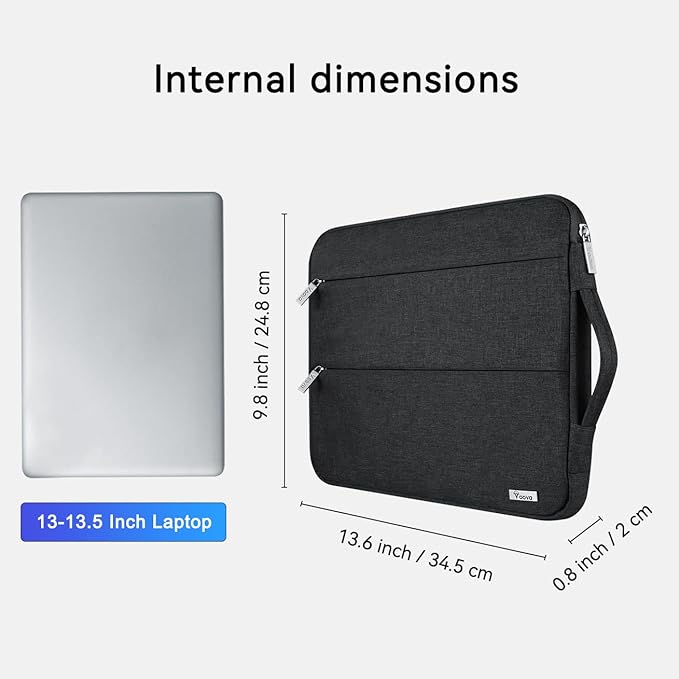 Voova 13 13.6 Inch Laptop Sleeve Case Compatible with MacBook Air 13 M1/M2/M3/M4 2020-2025, MacBook Pro 13/14, IPad Air/Pro 13, Waterproof Slim Computer Bag Cover with Handle, Black