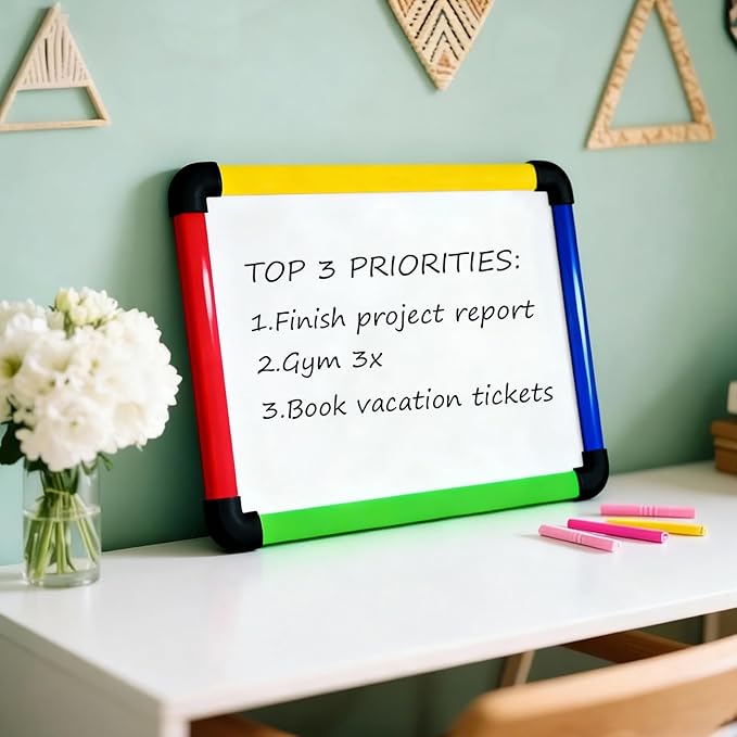 VIZ-PRO Small Board/Writing Whiteboard/Dry Erase Board, Colored Frame,12" X 8"
