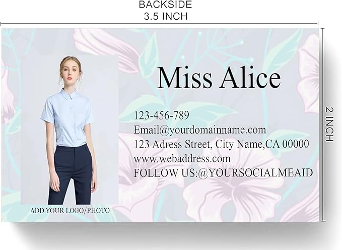 Customized Name Cards 500 PCS, Customized Design with Picture Texture All Business Designs cards No Additional Charge (Color-D)