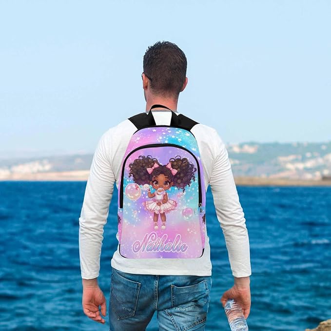 M YESCUSTOM Personalized Girls Backpack Lunch Bag Custom Colorful Kids Backpack for Elementary Preschool School, Waterproof Daypack Back Pack for Girls Cute Travel Bag Water Bottle