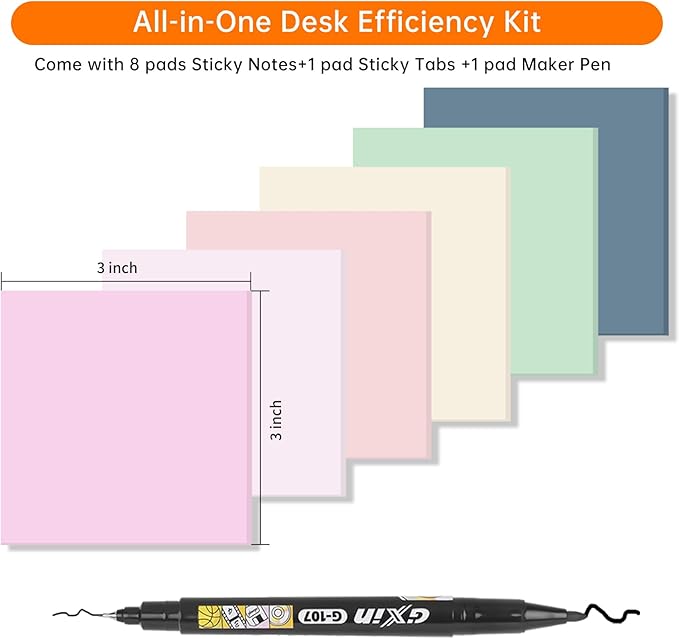 Transparent Sticky Notes with Marker, 【99.9% Transparency, Strong Adhesion,Waterproof 】 MEIGAONE 7 Pack Clear Sticky Note 3x3,Translucent Sticky Note Office,School Supplies