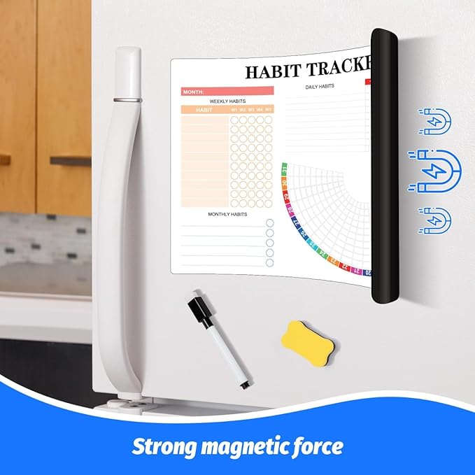 Habit Tracker Calendar Magnetic Whiteboard for Refrigerator Daily Weekly and Monthly Goal and Habit Tracker Motivational Goal & Planner Journal (Colorful)