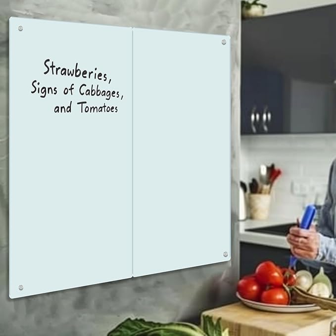 Glass Whiteboard - Glass Dry Erase Board 36" x 24" Magnetic White Board Glass Writing Board White Boards for Walls Wall Office Home