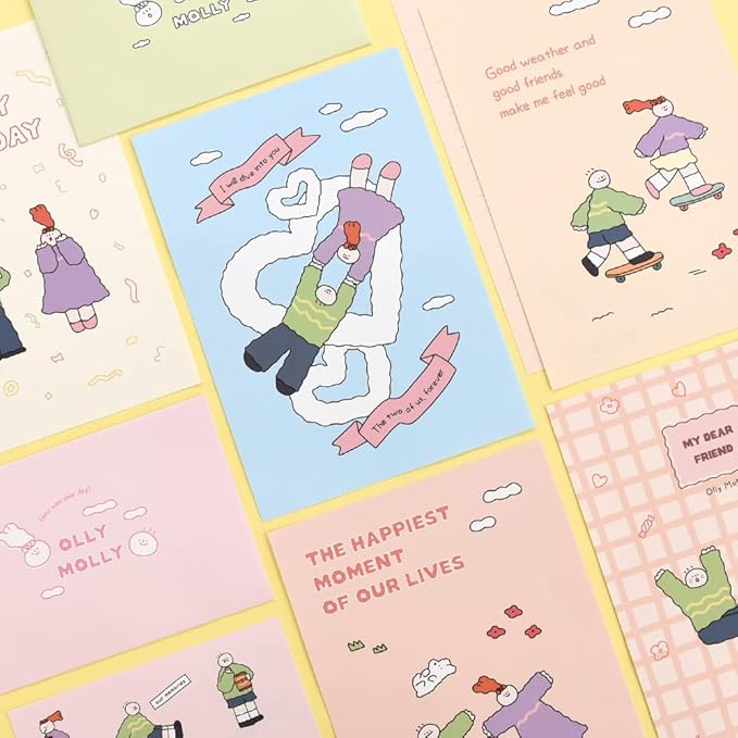 Monolike Olly Molly Letter Paper and Envelopes Set - 8Type, 32 Letter Paper + 16 Envelopes