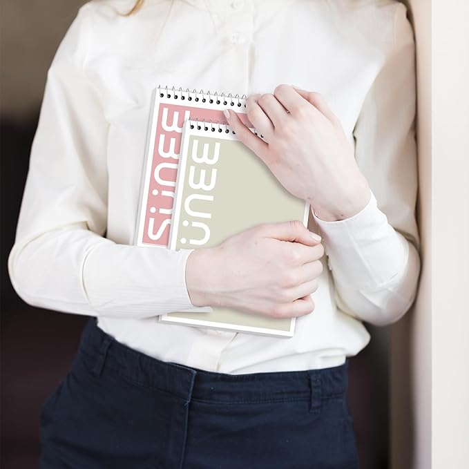 SUNEE Steno Pads 6x9 5 Pack, Gregg Rule, 60 Sheets, White Paper, Take Notes with Top Spiral Notebook, for School, University, College, Work, Office, Classic Color