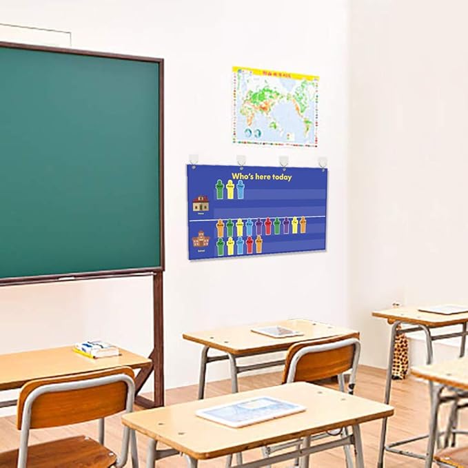 Classroom Attendance Chart Helping Hands Pocket Chart for Preschool Sunday School Kindergarten Daycare,36 People Cards Included