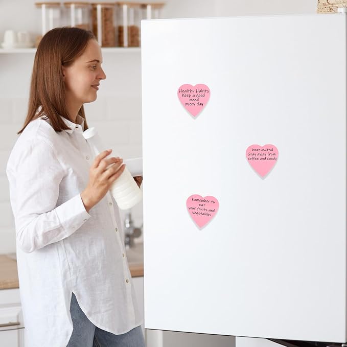 150 Sheets Heart Shaped Transparent Sticky Notes Waterproof Heart Sticky Notes 2.8'' Self-Stick Book Tabs PET Markers Sticky Notes Pad for Office School Home(3 Pack)