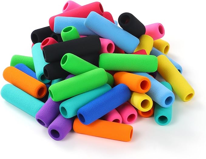 30 Pcs Pencil Grips for Kids Handwriting, Classic Pencil Grippers for Kids and Adults, Comfort Pencil Holder for Writing Aid, Foam Finger Grips, Mechanical Pencil Cushion 10 Colors