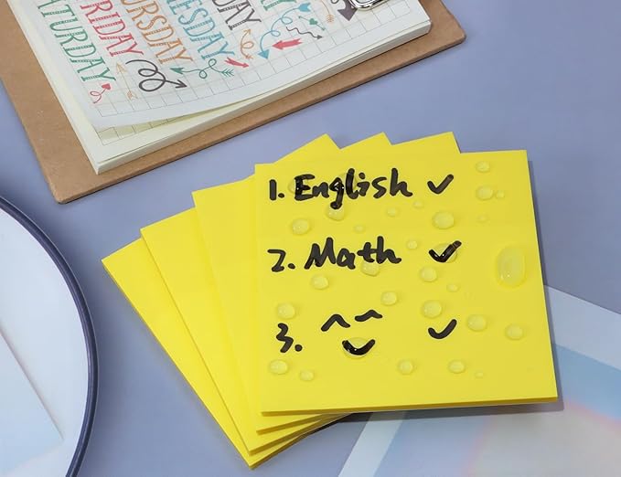 ONLYKXY 4 Pack Transparent Sticky Notes 7.6x7.6CM Self-Stick Book Tabs 200 Sheets Waterproof PET Markers Sticky Notes Pad (Yellow)