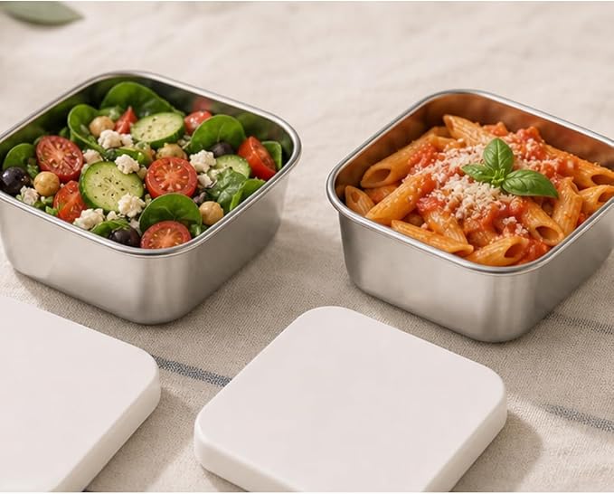 Modaniam Flexibento - Stainless Steel Snack Container Set with Silicone Lids - 2 pack 14 OZ each
