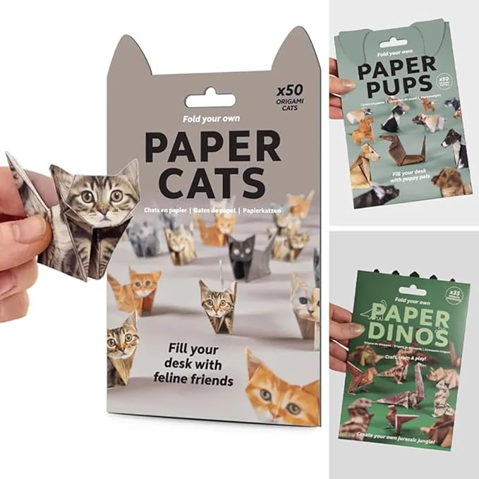 50 Sheets DIY Paper Cats & Dogs Origami Kit - 3D Origami Cats & Dogs with Pre-Creased Lines, No Glue No Scissors Crafts for Desk Decor, Gifts for Cat & Dog Lovers (Dog)