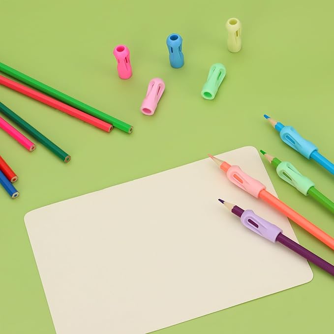 Ergonomic Pencil Grips 36 Packs with 8 Colors, Hollow Trigonal Pencil Holders for Kids Handwriting, Toddler Silicone Pencil Cushion Grippers, Gel Pen Grips for Adults Writing Aid