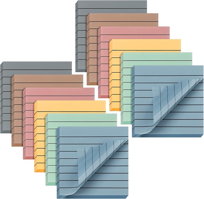 Yinder 24 Pack 720 Sheets Transparent Sticky Notes Translucent Clear Lined Self Sticky Notes for Bible Tabs, Book Tabs, Office School Supplies(3 x 3 Inch,Pastel Colors)