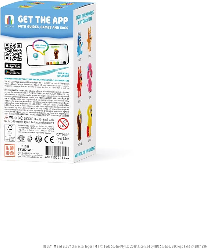 HEY CLAY Bluey & Friends - Air-Drying Clay for Kids - Arts and Crafts Creative Modeling Clay Kit Children Ages 4-8 (Snickers)