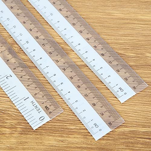 36 Pack Clear Flexible Ruler 12 Inch Plastic Bendable Ruler 12 in/ 30cm Shatter Resistant Straight Flexible Clear Rulers with Inches and Centimeters for Student Teacher School Office Home Use