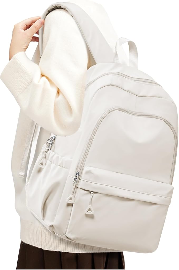 BJLFS Beige Backpack for School Women Girls, Waterproof Book bags Cute High School Backpacks for Men Teen Boys, Lightweight Travel College Backpack Mochilas Escolares para Daypack Ruckssack