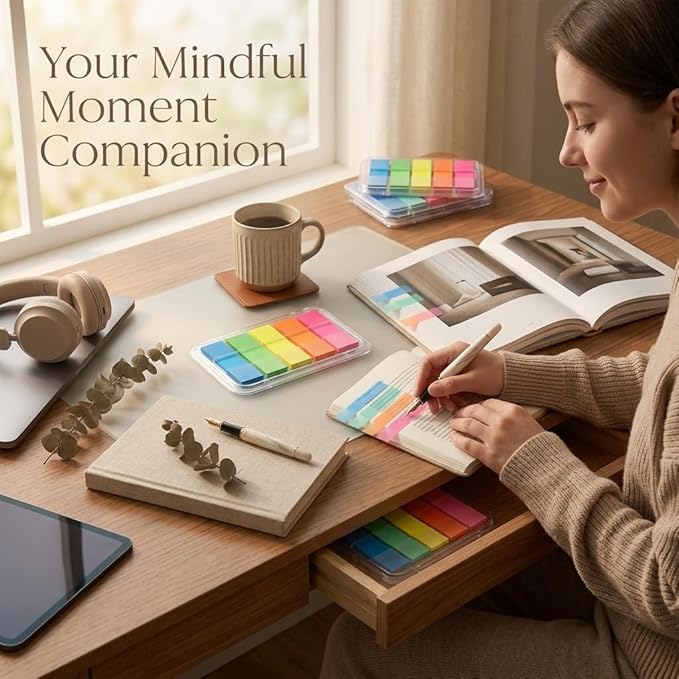 300Pcs Aesthetic Sticky Tabs for Annotating Books, Colorful Transparent Page Markers & Flags, Clear Index Note Stickers for Bible, Notebooks & Reading, Small Mini Pop Up Tab Set