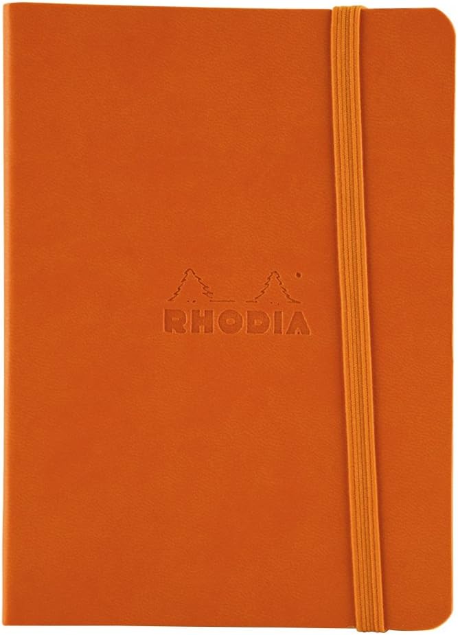 Rhodia Rhodiarama SoftCover Notebook - 72 Dots Sheets - 4 x 5 1/2 - Tangerine Cover (117364C)