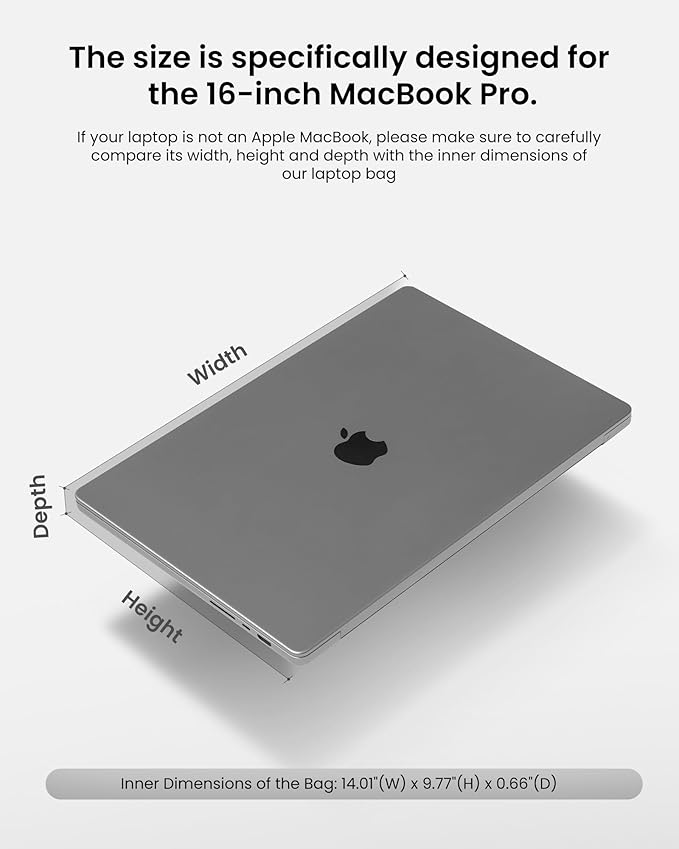 tomtoc 360° Protective Laptop Sleeve for 16-inch MacBook Pro M5 Pro/Max (2026) A3428 A3429, M4/M3/M2/M1 A3403 A3186 A2991 A2780, Water-Resistant MacBook Case Bag with Accessory Pocket Fits Dell XPS 16
