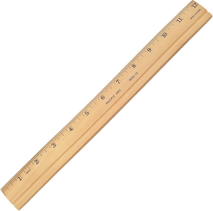 12" Wood Ruler with Metal Edge