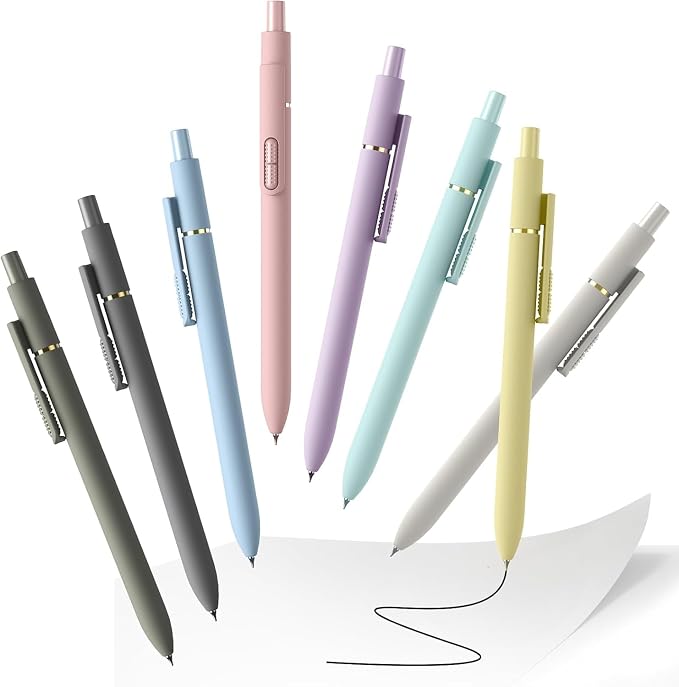 Hiacry 8 Pcs Gel Pens, Quick-Dry Black Ink-0.7 MM Fine Point Fidget Pens | Stress Relief, Smooth Writing, No Smear, No Bleed, Journaling, Note Taking, School, Office, Gift, Nurses,Students, Men, Women