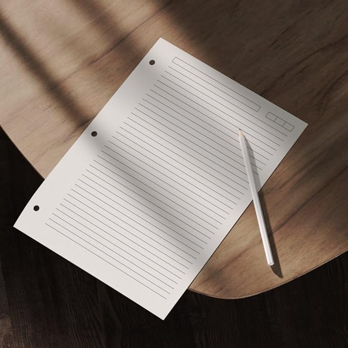 Premium College Ruled Loose Leaf Paper – 100 GSM, 100 Sheets (200 Pages), 8.5" x 11", 3-Hole Punched, Acid-Free, Fits 3-Ring Binders – Ideal for Students, School & Office