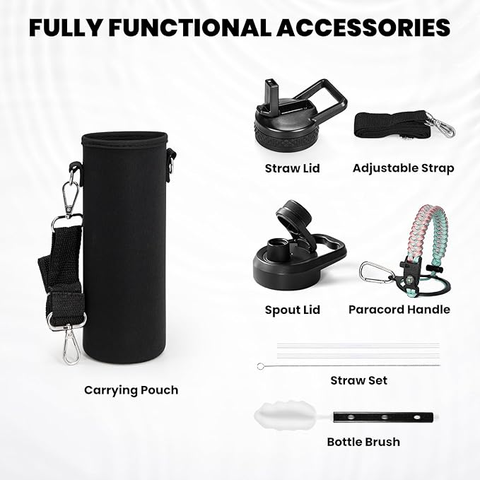 RAYMYLO Insulated Water Bottle 20 oz, Triple Wall Vacuum Stainless Steel (Cold for 24Hrs, Hot for 12Hrs), Leak Proof & Non-BPA, Kids Water Bottle Jug for School with Straw Spout Lids